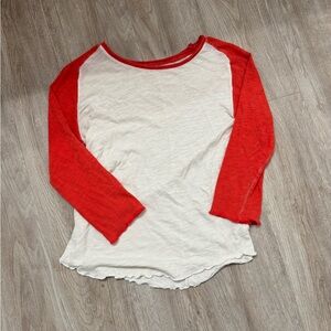 Women's  free people Red and White Raglan Sleeve Top